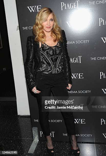 Madonna attends the Cinema Society & Piaget screening of "W.E." at The Museum of Modern Art on December 4, 2011 in New York City.