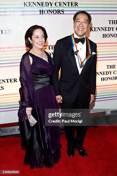 Kennedy Center Honoree Yo-Yo Ma and Jill Hornor arrive at the 34th Kennedy Center Honors at the Kennedy Center Hall of States on December 4, 2011 in...