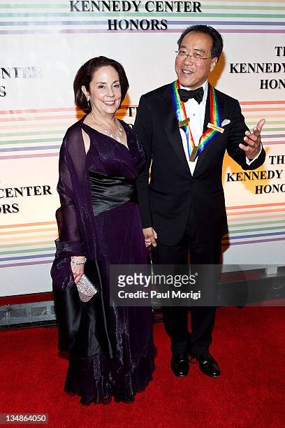 Kennedy Center Honoree Yo-Yo Ma and Jill Hornor arrive at the 34th Kennedy Center Honors at the Kennedy Center Hall of States on December 4, 2011 in...