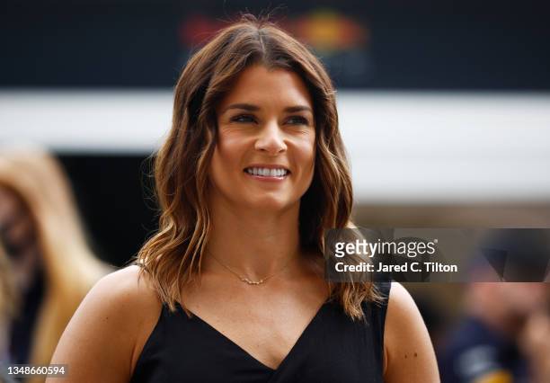 Danica Patrick looks on in the Paddock before the F1 Grand Prix of USA at Circuit of The Americas on October 24, 2021 in Austin, Texas.