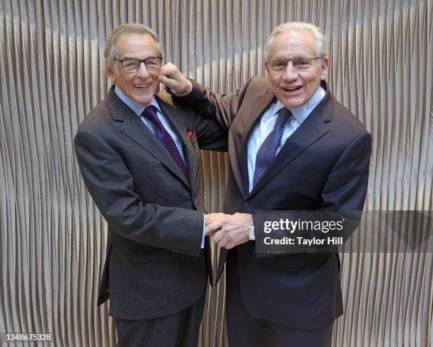 Robert A. Caro and Bob Woodward joke around during the Robert A. Caro symposium celebrating the opening of "Turn Every Page: Inside the Robert A....