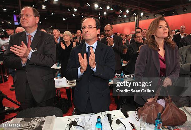 Peer Steinbrueck, a leading member of the German Social Democrats , Francois Hollande, French presidential candidate of the French Socialist Party...