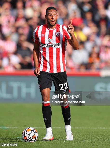 Mathias Jorgensen of Brentford during the Premier League match between Brentford and Leicester City at Brentford Community Stadium on October 24,...