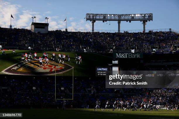 Samaje Perine of the Cincinnati Bengals rushes for a touchdown against the Baltimore Ravens in the fourth quarter at M&T Bank Stadium on October 24,...