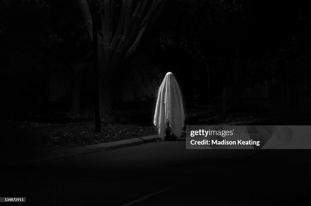 Monochrome ghost at night