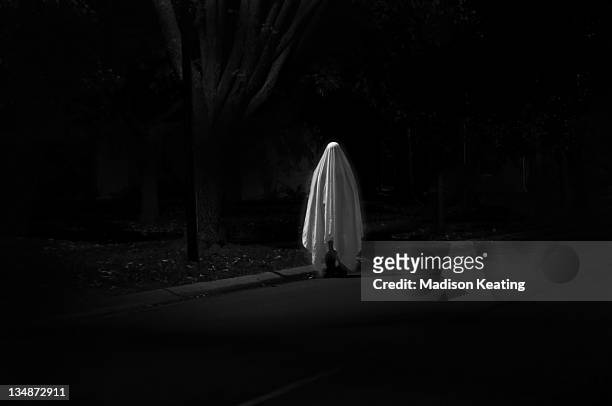 monochrome ghost at night - ghost stock pictures, royalty-free photos & images