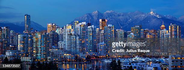 vancouver downtown panorama - vancouver canada stock pictures, royalty-free photos & images