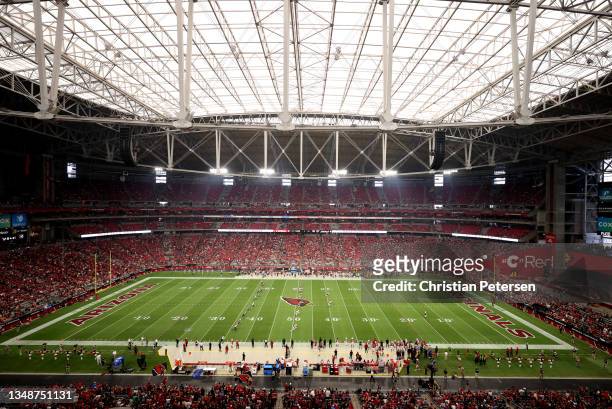 General view as the Houston Texans kick to the Arizona Cardinals in the game at State Farm Stadium on October 24, 2021 in Glendale, Arizona.