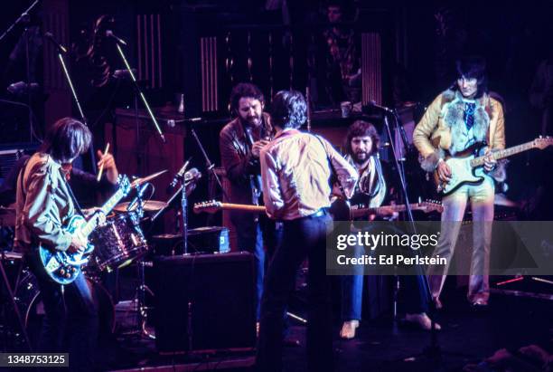 The Band is seen here jamming at The Last Waltz with Neil Young, Levon Helm, Paul Butterfield, Robbie Robertson, Eric Clapton and Ron Wood at...