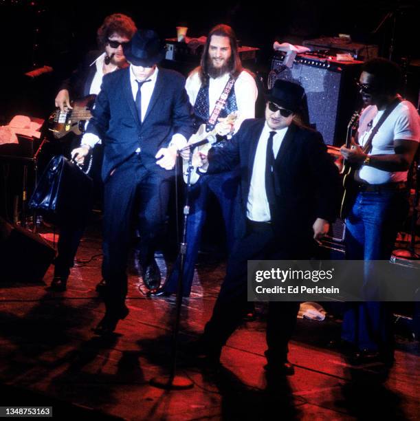 The Blues Brothers perform on December 31, 1978 at Winterland in San Francisco, California.