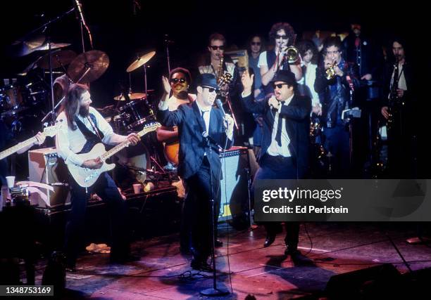 The Blues Brothers perform on December 31, 1978 at Winterland in San Francisco, California.