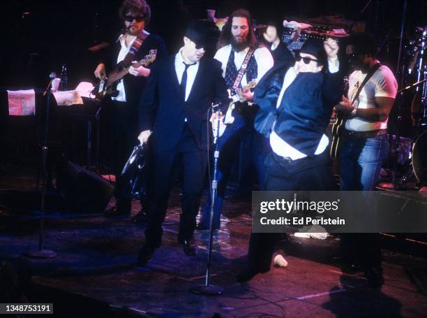 The Blues Brothers perform on December 31, 1978 at Winterland in San Francisco, California.