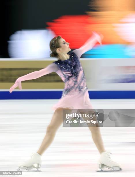 Daria Usacheva of Russia competes in the Womens Free Program during the ISU Grand Prix of Figure Skating - Skate America at Orleans Arena on October...