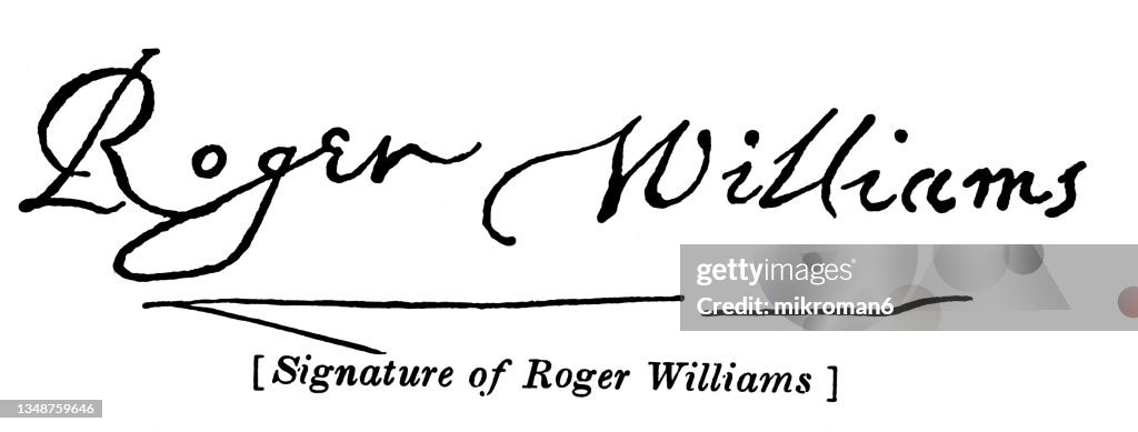 Signature of Roger Williams, Puritan minister, theologian, and author who founded Providence Plantations