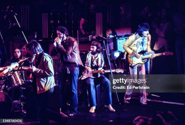 The Band is seen here jamming at The Last Waltz with Neil Young, Paul Butterfield, Robbie Robertson, Eric Clapton and Ron Wood at Winterland on...