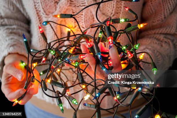 tangled christmas lights - tangle stock pictures, royalty-free photos & images