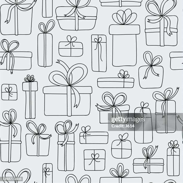 seamless gift doodle pattern - wrapping stock illustrations