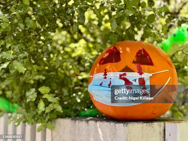 halloween pumpkin - halloween covid stock pictures, royalty-free photos & images
