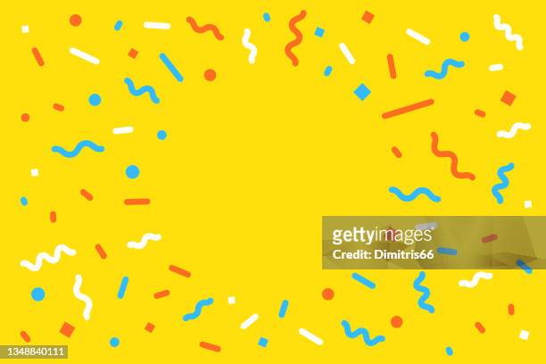 confetti background with empty space for your message. can be used for celebration, advertisement, birthday party, christmas, new year, holiday, carnival festivity, valentine’s day, national holiday, etc. - celebration event stock illustrations