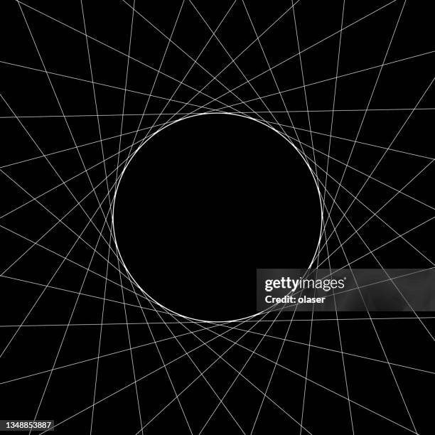 lines rotating and touching black sphere, copy space in middle. - black hole spiral stock illustrations