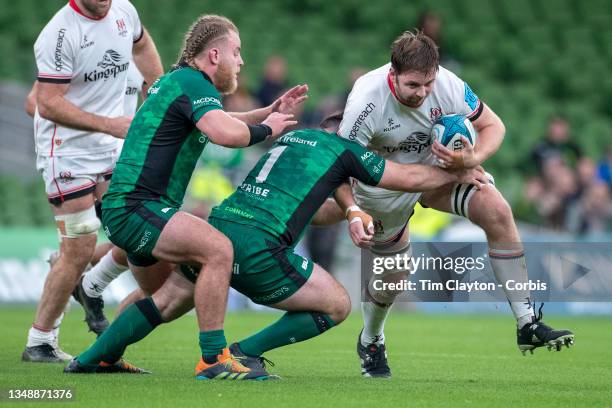 October 23: Iain Henderson of Ulster is tackled by Finlay Bealham of Connacht and Matthew Burke of Connacht during the Connacht V Ulster, United...