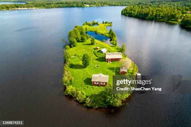 kotisaari aerial view in rovaniemi lapland finland - finnland stock-fotos und bilder