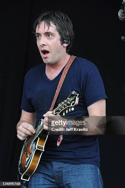 Jeff Austin of Yonder Mountain String Band performs during day two of Dave Matthews Band Caravan at Lakeside on July 9, 2011 in Chicago, Illinois.