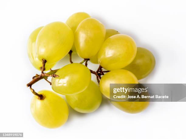 full frame of fresh white grapes on a white background. - pinot noir grape - fotografias e filmes do acervo