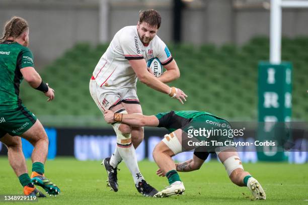 October 23: Iain Henderson of Ulster is tackled by Conor Oliver of Connacht during the Connacht V Ulster, United Rugby Championship match at Aviva...