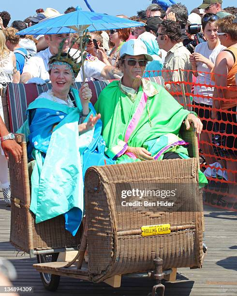 Musicians Laurie Anderson and Lou Reed attend the 2010 Mermaid Parade in Coney Island on June 19, 2010 in the Brooklyn Borough of New York City.