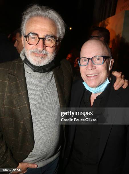 Paul Kreppel and Bill Hutton pose at the opening night of the new play "Fairycakes" at The Greenwich House Theater on October 24, 2021 in New York...