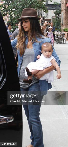 Camila Alves and daughter Vida McConaughey sighting in Tibeca on June 16, 2010 in New York.