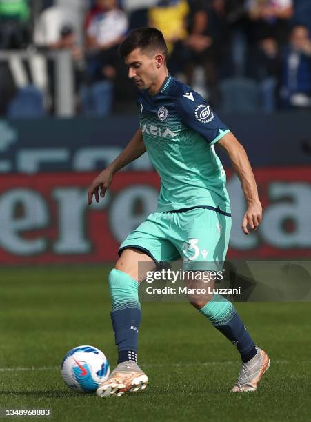 Ignacio Pussetto of Udinese Calcio in action during the Serie A match between Atalanta BC and Udinese Calcio at Gewiss Stadium on October 24, 2021 in...