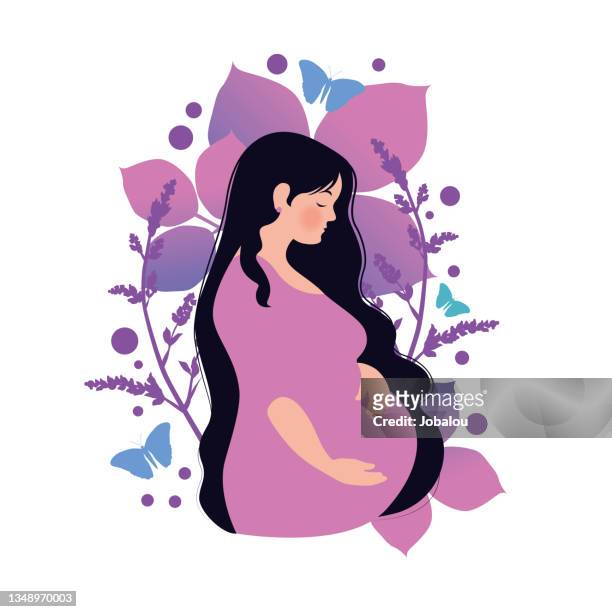 schwangerschaft zukunft mutter pflege positive emotion - umstandskleidung stock-grafiken, -clipart, -cartoons und -symbole