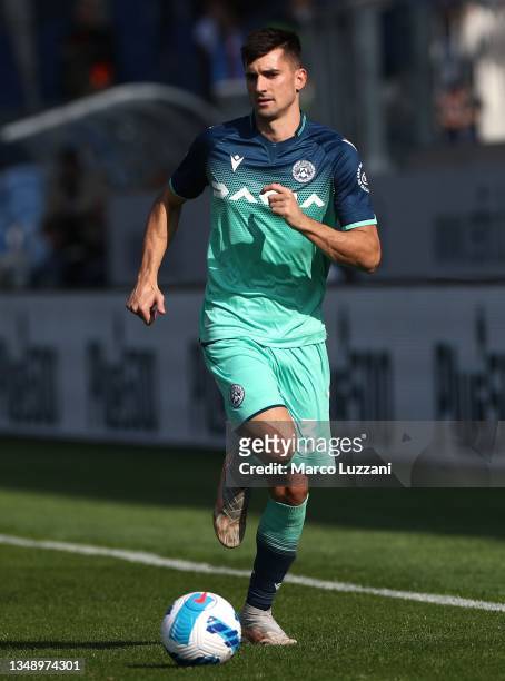 Ignacio Pussetto of Udinese Calcio in action during the Serie A match between Atalanta BC and Udinese Calcio at Gewiss Stadium on October 24, 2021 in...
