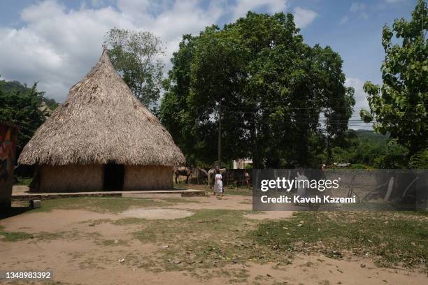 Daily life in a village on the foothills of Sierra Nevada de Santa Marta on August 8, 2021 in Palomino, Colombia. The Kogi or Cogui are an indigenous...