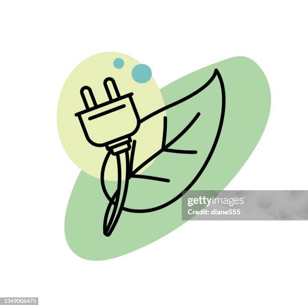green energy - environment thin line icon - power plug logo stock illustrations