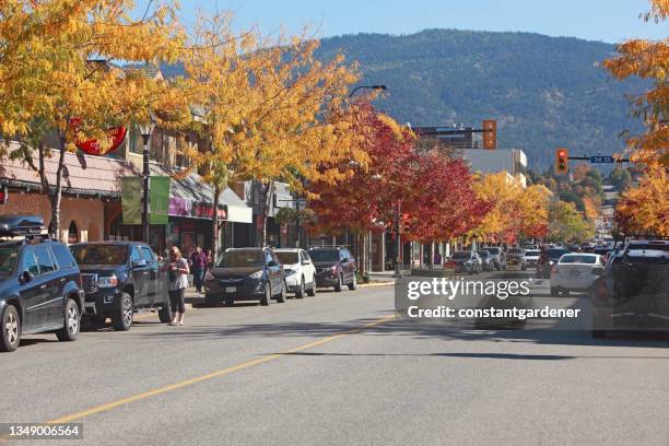 beautiful autumn morning downtown vernon bc - bc stock pictures, royalty-free photos & images