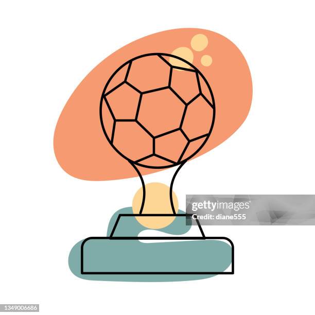 soccer trophy - success and awards thin line icon with editable strokes - football logo stock illustrations