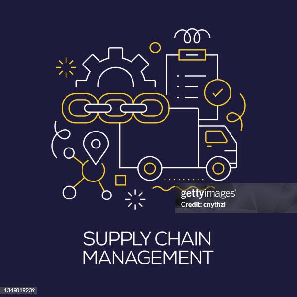 vector set of illustration supply chain management concept. line art style background design for web page, banner, poster, print etc. vector illustration. - delivery stock illustrations