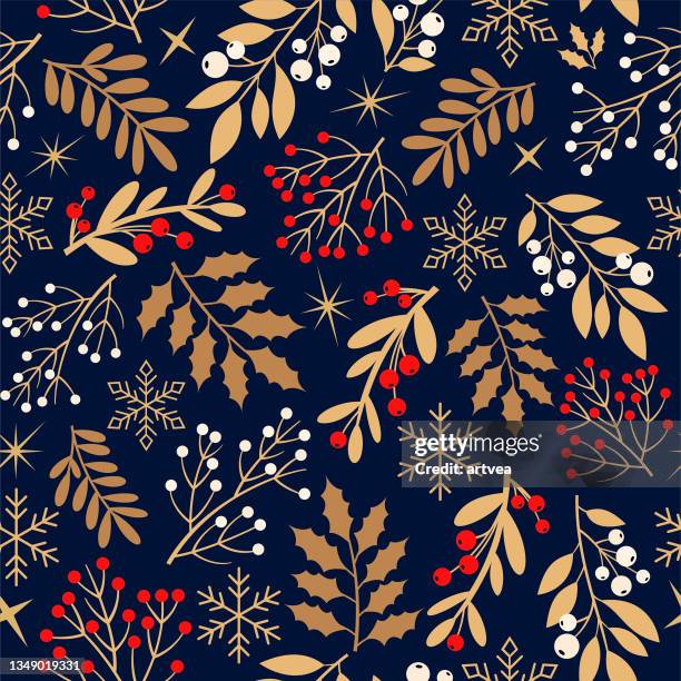 merry christmas pattern - berry stock illustrations