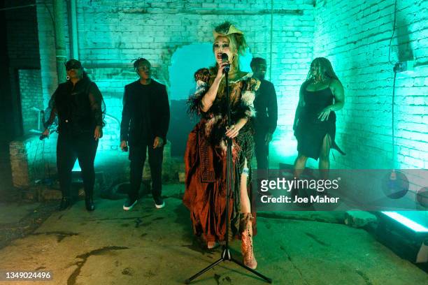 In this image released on October 25th, Becky Hill performs on stage during KISS Haunted House 2021 on October 14, 2021 in London, England.