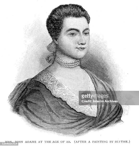 Illustration portrait of Abigail Adams, nee Smith , the wife of President John Adams, depicted at the age of 22, 1766. Illustration was published in...
