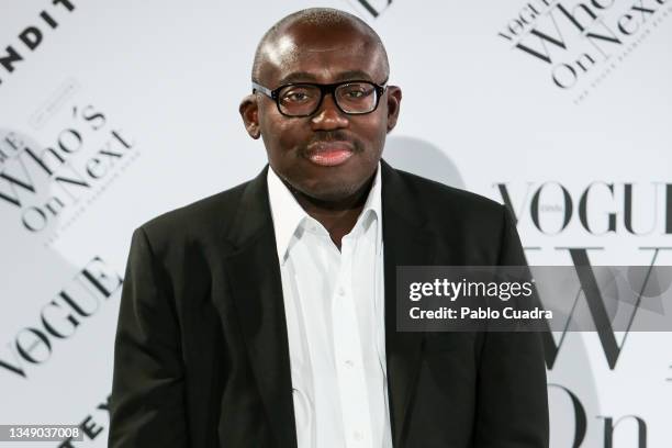 British stylist Edward Enninful attends 'Vogue Who's On Next' photocall at Giner De Los Rios Foundation on October 25, 2021 in Madrid, Spain.