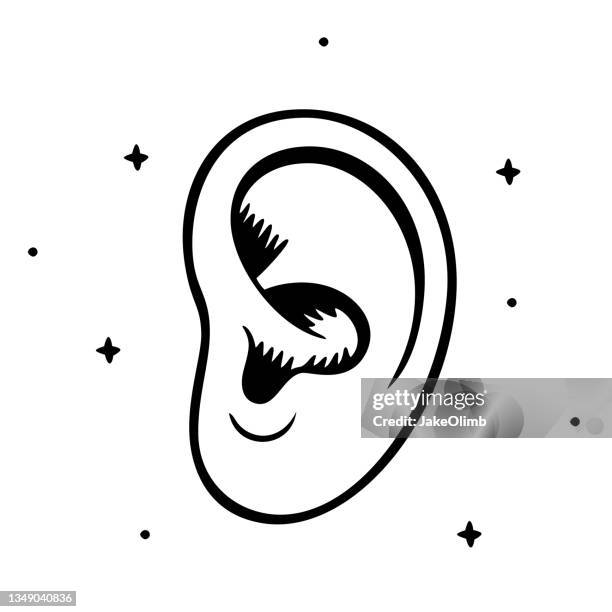 ear doodle 5 - earlobe stock illustrations