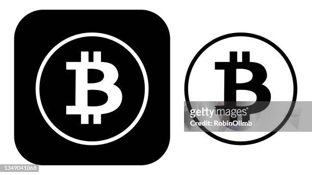black and white bitcoin iconsblack - bitcoin stock illustrations