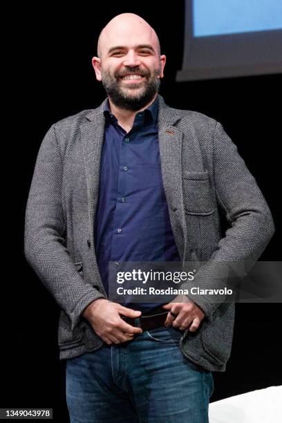 Roberto Saviano attends the show "Sono Ancora Vivo" by Roberto Saviano on October 25, 2021 in Milan, Italy.