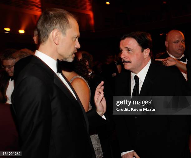 David Hyde Pierce and Nathan Lane in the audience at the 64th Annual Tony Awards at Radio City Music Hall on June 13, 2010 in New York City.