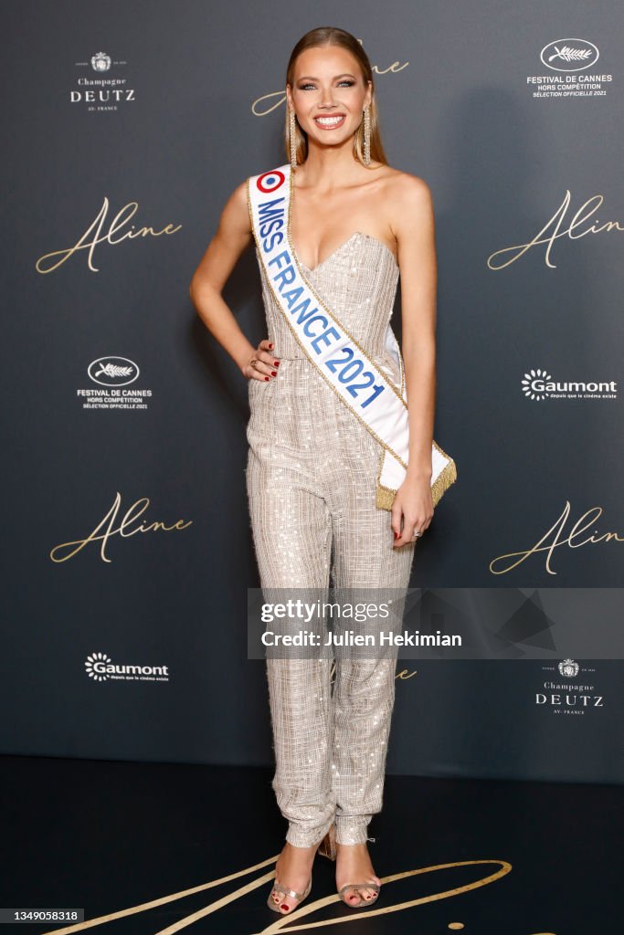 Miss France 2021 Amandine Petit attends "Aline" premiere at Le Grand