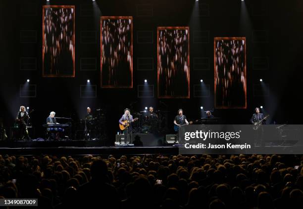 Michael McDonald, Patrick Simmons, Tom Johnston and John McFee of The Doobie Brothers perform at Bridgestone Arena on October 25, 2021 in Nashville,...